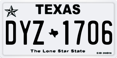 TX license plate DYZ1706
