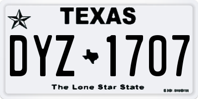 TX license plate DYZ1707
