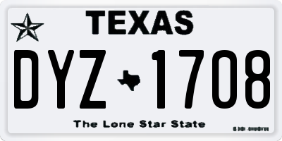 TX license plate DYZ1708