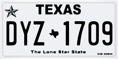TX license plate DYZ1709