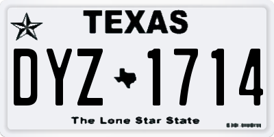 TX license plate DYZ1714