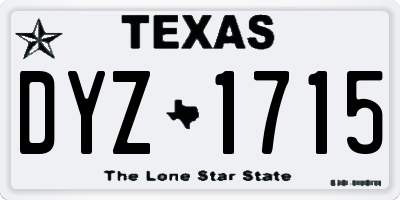 TX license plate DYZ1715