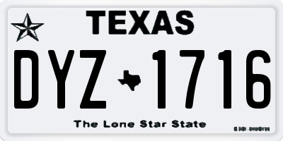 TX license plate DYZ1716