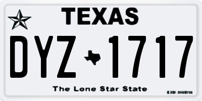 TX license plate DYZ1717