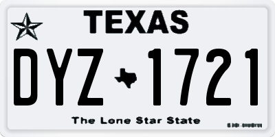 TX license plate DYZ1721