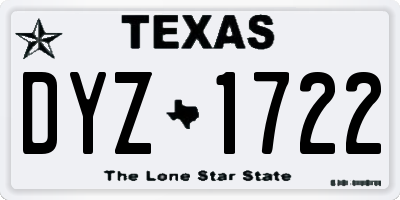 TX license plate DYZ1722