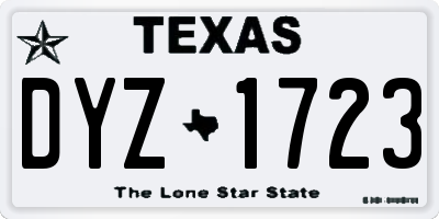 TX license plate DYZ1723