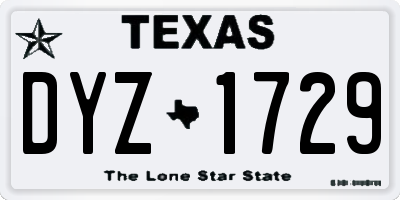TX license plate DYZ1729