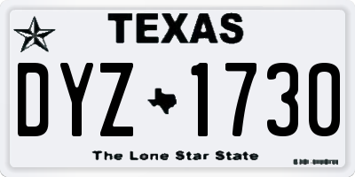 TX license plate DYZ1730