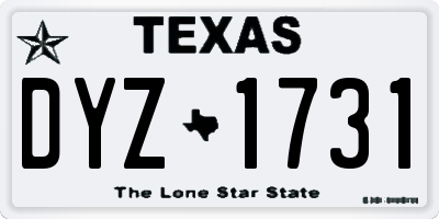 TX license plate DYZ1731