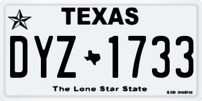 TX license plate DYZ1733