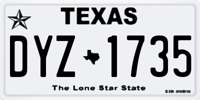 TX license plate DYZ1735