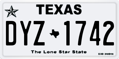 TX license plate DYZ1742