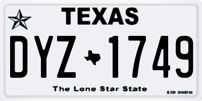 TX license plate DYZ1749