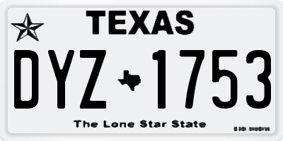 TX license plate DYZ1753