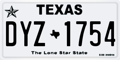 TX license plate DYZ1754