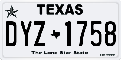 TX license plate DYZ1758