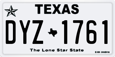 TX license plate DYZ1761