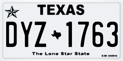 TX license plate DYZ1763