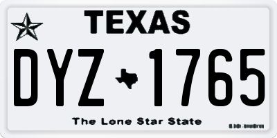 TX license plate DYZ1765