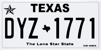 TX license plate DYZ1771