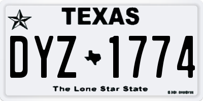 TX license plate DYZ1774