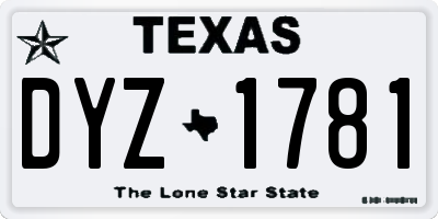 TX license plate DYZ1781