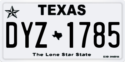 TX license plate DYZ1785