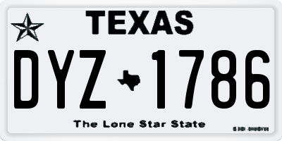 TX license plate DYZ1786