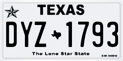 TX license plate DYZ1793