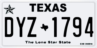 TX license plate DYZ1794