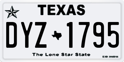 TX license plate DYZ1795