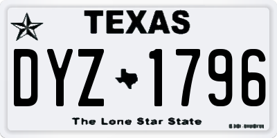 TX license plate DYZ1796