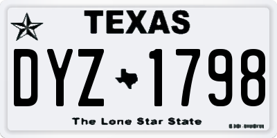 TX license plate DYZ1798