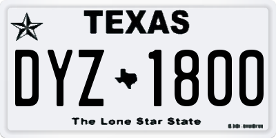 TX license plate DYZ1800