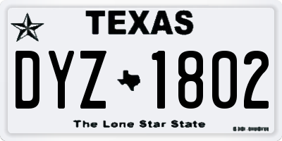 TX license plate DYZ1802