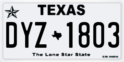 TX license plate DYZ1803