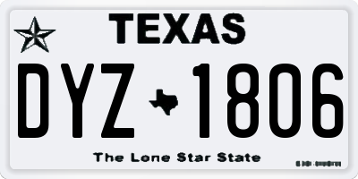 TX license plate DYZ1806