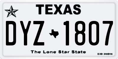 TX license plate DYZ1807