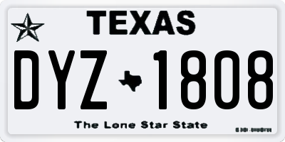 TX license plate DYZ1808