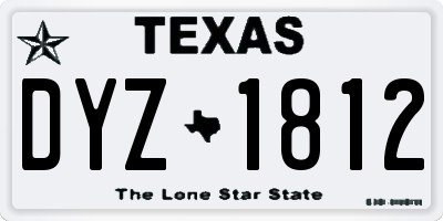 TX license plate DYZ1812