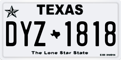 TX license plate DYZ1818