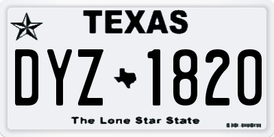 TX license plate DYZ1820