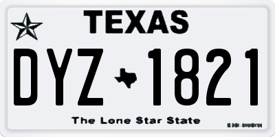 TX license plate DYZ1821