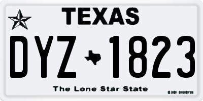 TX license plate DYZ1823