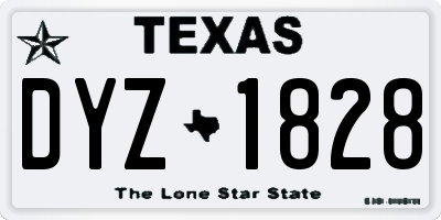 TX license plate DYZ1828