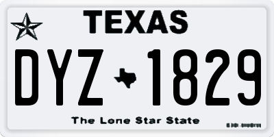 TX license plate DYZ1829