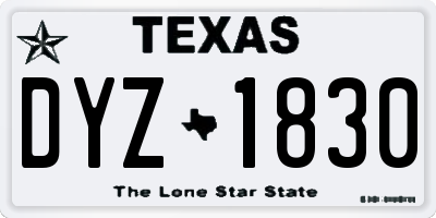 TX license plate DYZ1830