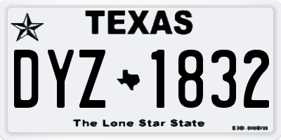 TX license plate DYZ1832