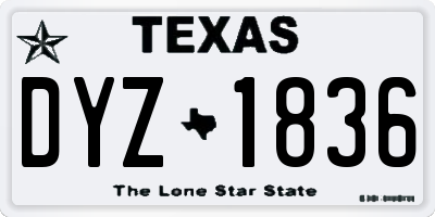 TX license plate DYZ1836